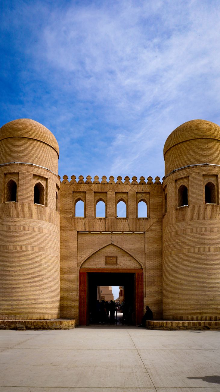 Grandeur of Itchan Kala's ancient walls in Khiva, Uzbekistan on a sunny day · Shakhrisabz, Uzbekistan