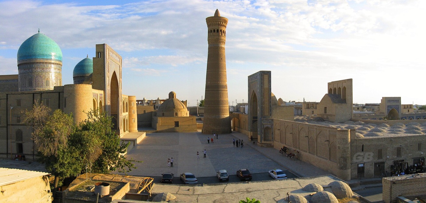 The Kalyan Minaret and Mir-i-Arab Madrasa ensemble in Bukhara